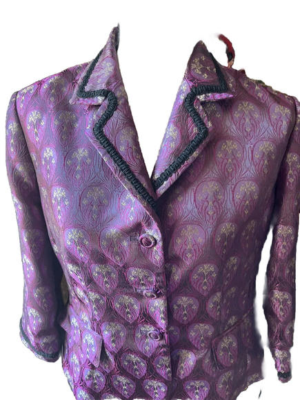 Jackets & Blazers - I. E. Petite Purple Floral Petite Jacket With Black Trim Size 12P